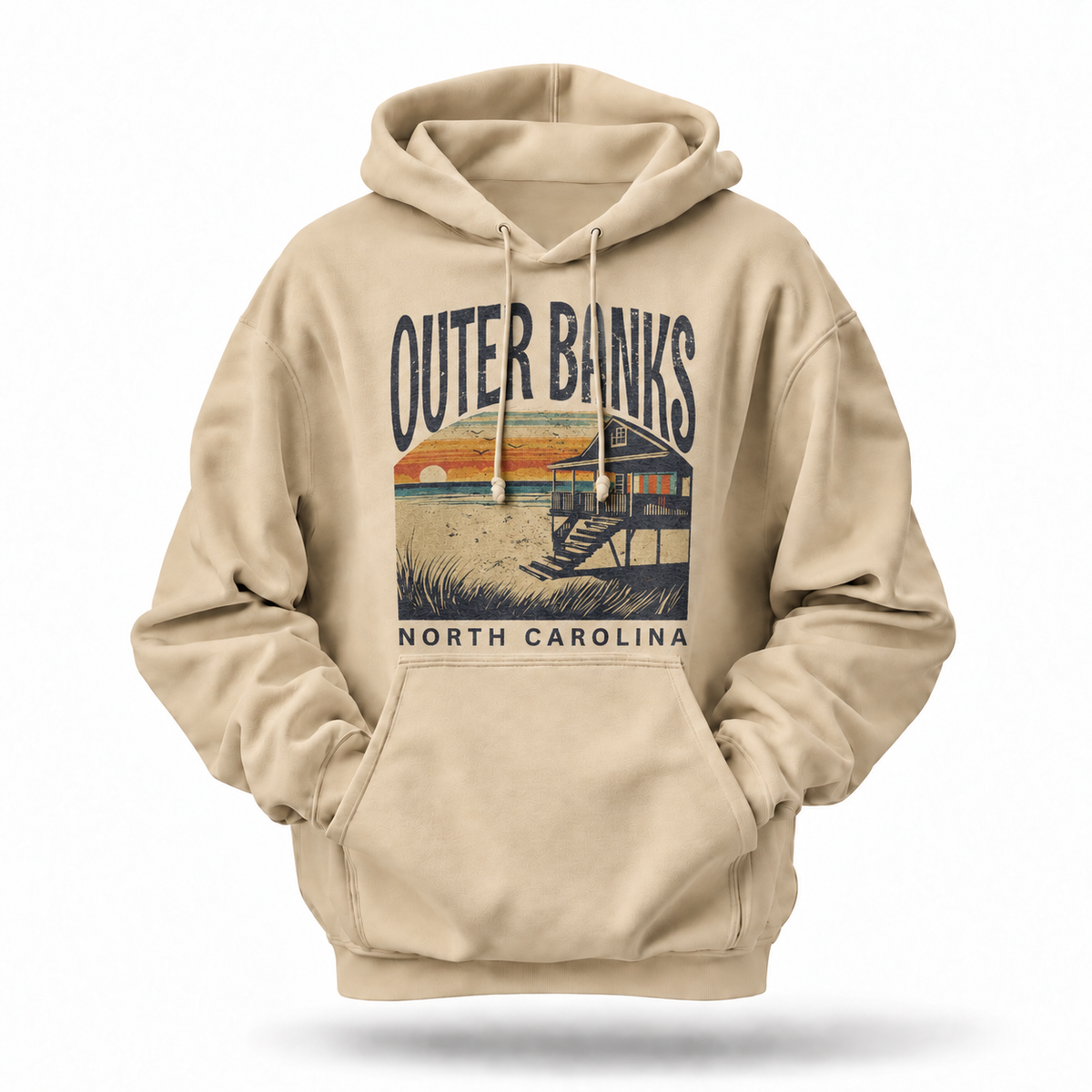 Outer Banks North Carolina Vintage Coastal Beach House Hoodie