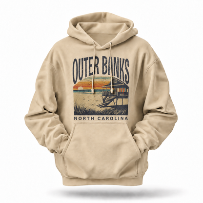 Outer Banks North Carolina Vintage Coastal Beach House Hoodie