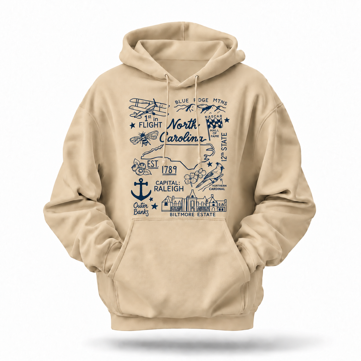 North Carolina State Icons Collage Est. 1789 Hoodie