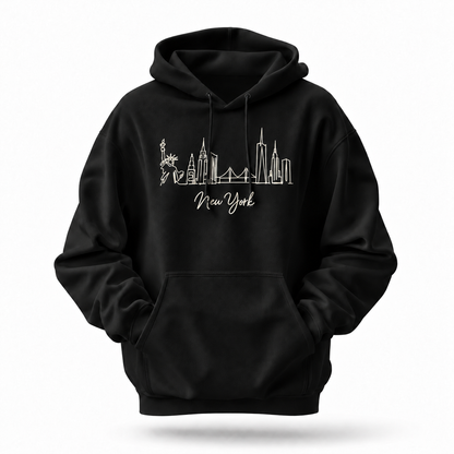 New York Minimalist Skyline Script Hoodie