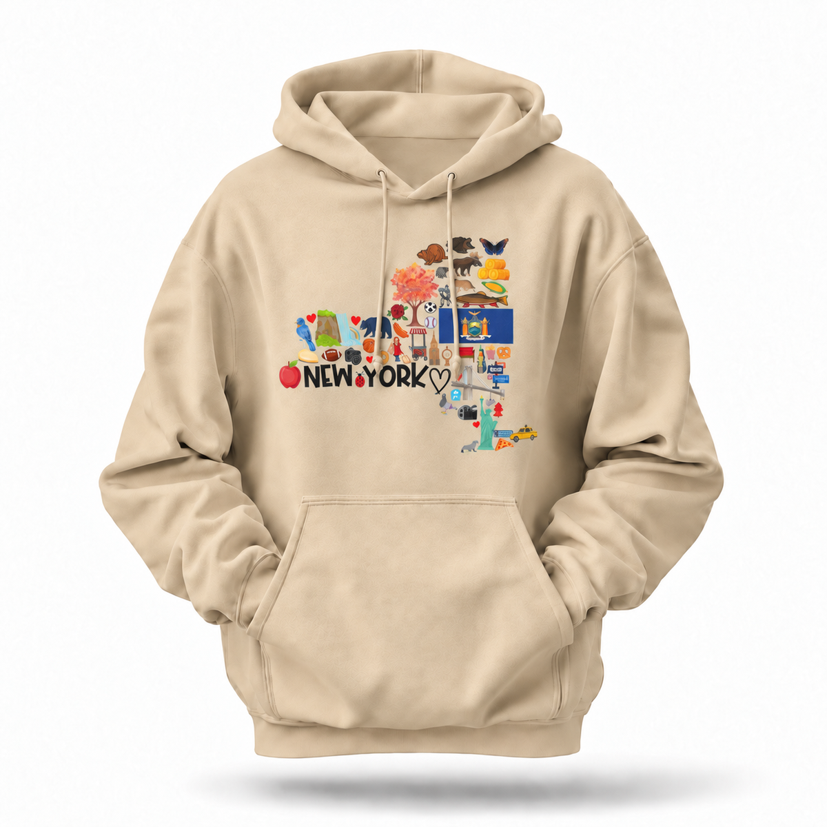New York State Map Icons Collage Hoodie