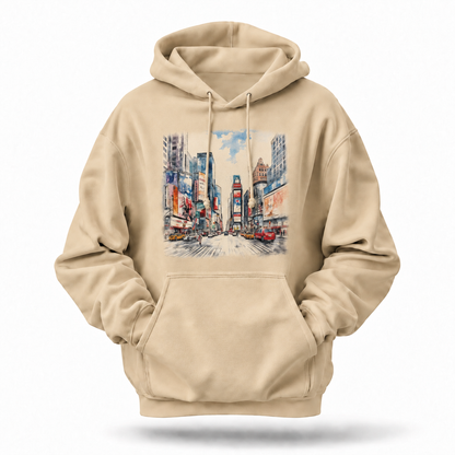 New York City Times Square Watercolor Art Hoodie