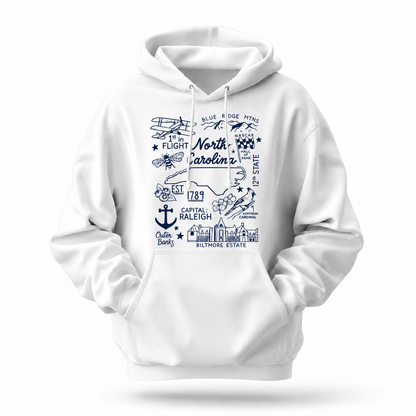 North Carolina State Icons Collage Est. 1789 Hoodie