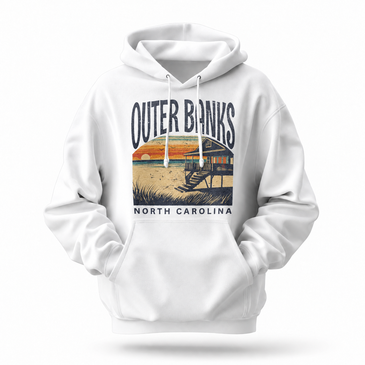 Outer Banks North Carolina Vintage Coastal Beach House Hoodie