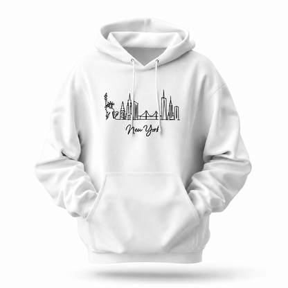 New York Minimalist Skyline Script Hoodie