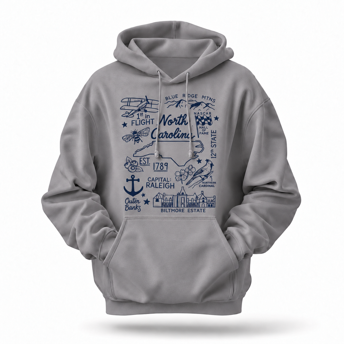 North Carolina State Icons Collage Est. 1789 Hoodie