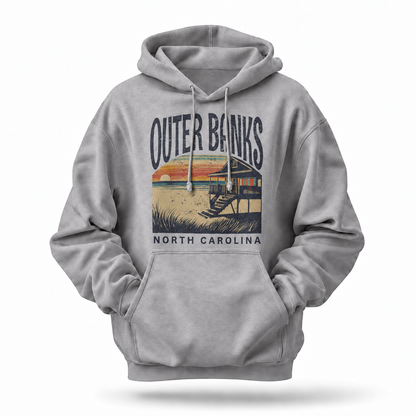 Outer Banks North Carolina Vintage Coastal Beach House Hoodie