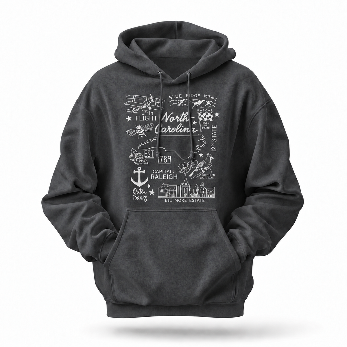 North Carolina State Icons Collage Est. 1789 Hoodie