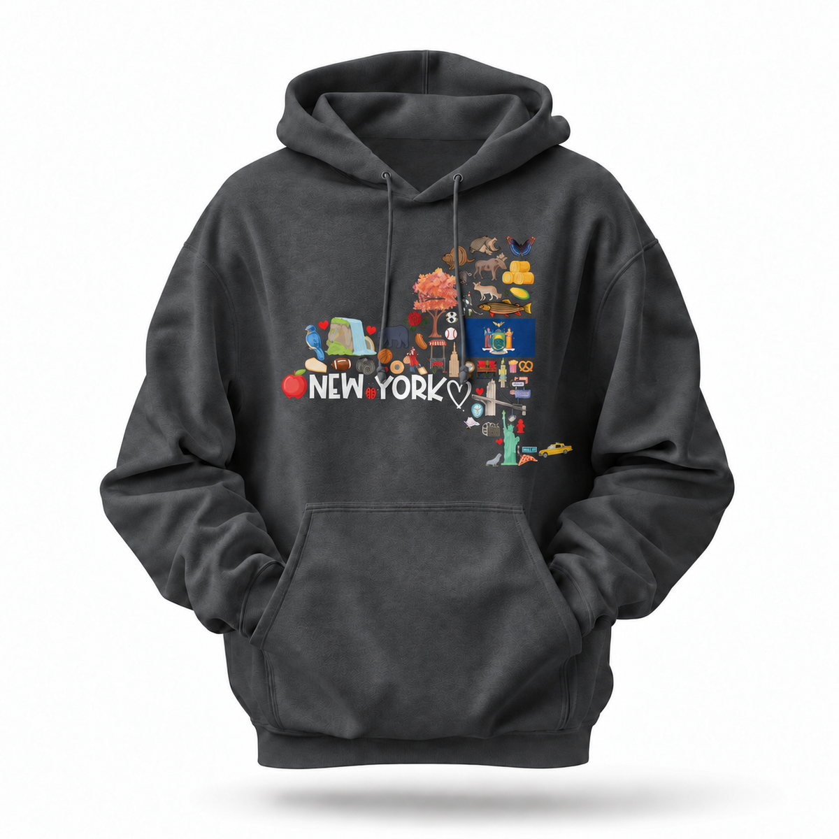 New York State Map Icons Collage Hoodie