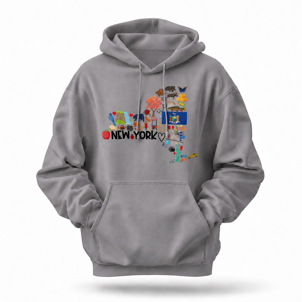 New York State Map Icons Collage Hoodie