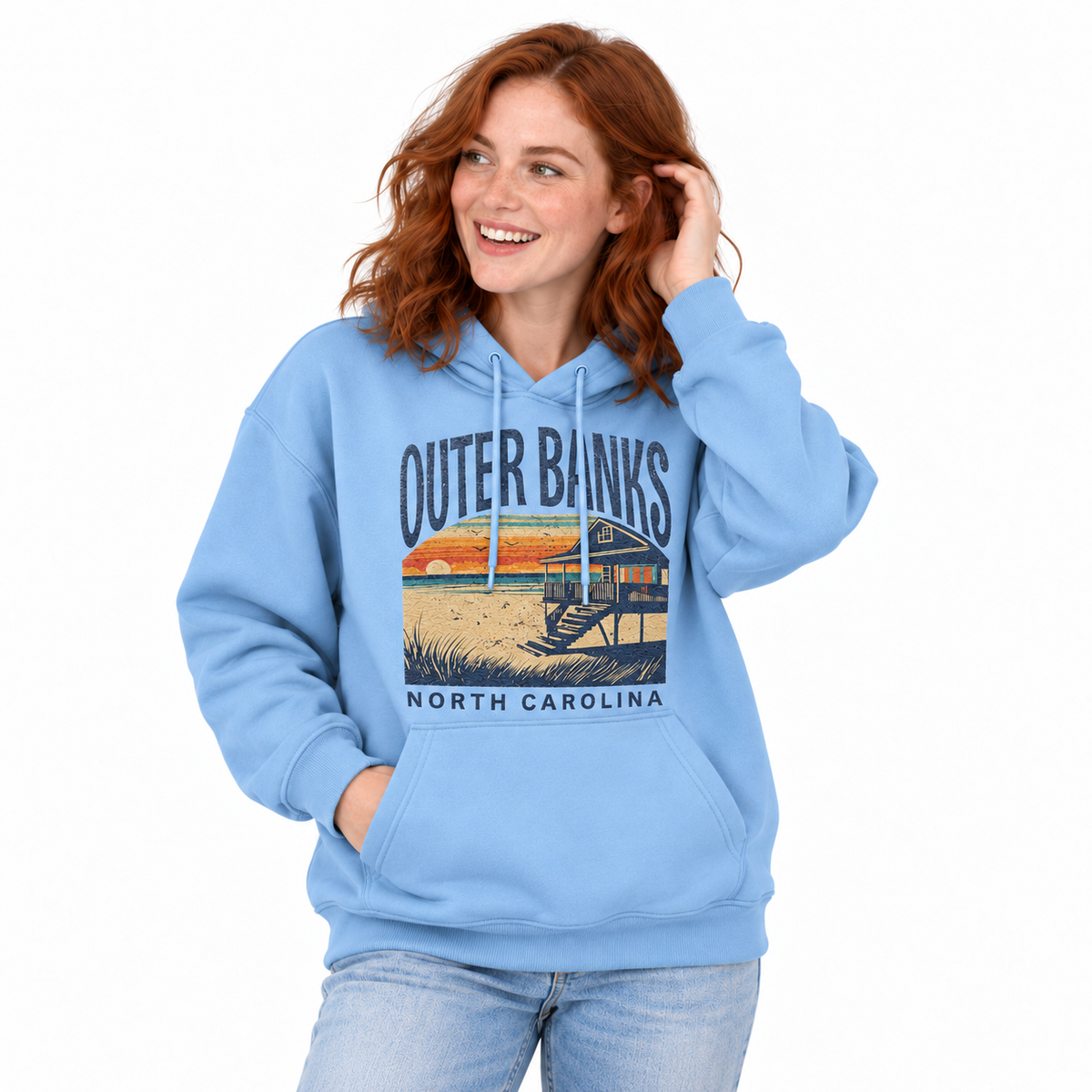 Outer Banks North Carolina Vintage Coastal Beach House Hoodie