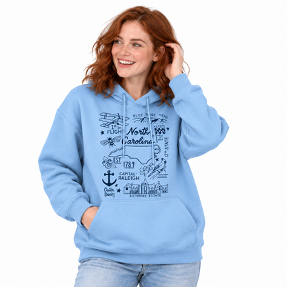 North Carolina State Icons Collage Est. 1789 Hoodie