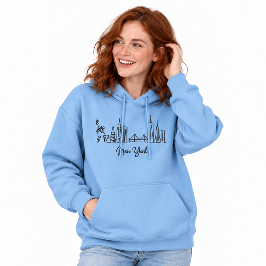 New York Minimalist Skyline Script Hoodie