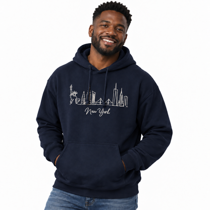 New York Minimalist Skyline Script Hoodie