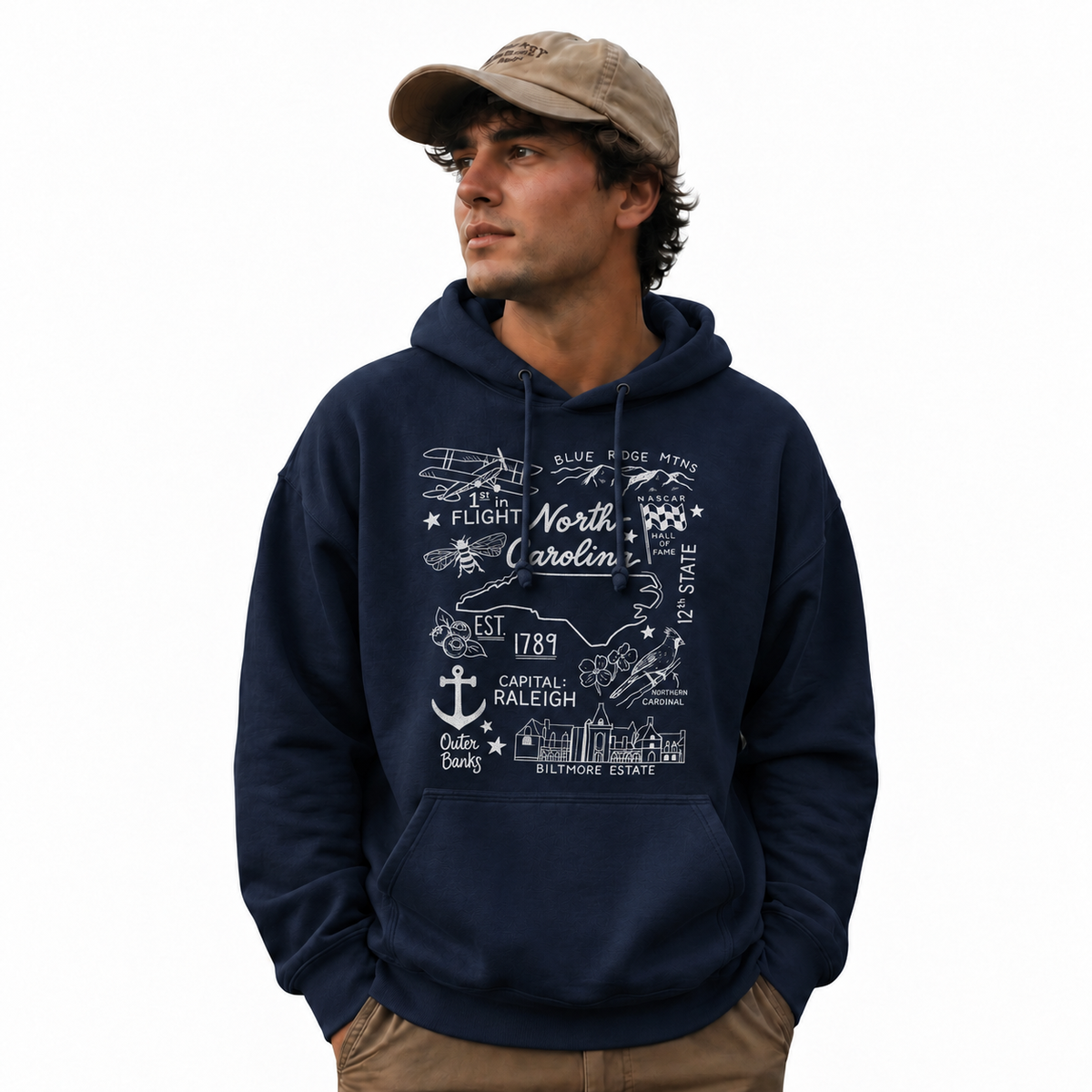 North Carolina State Icons Collage Est. 1789 Hoodie