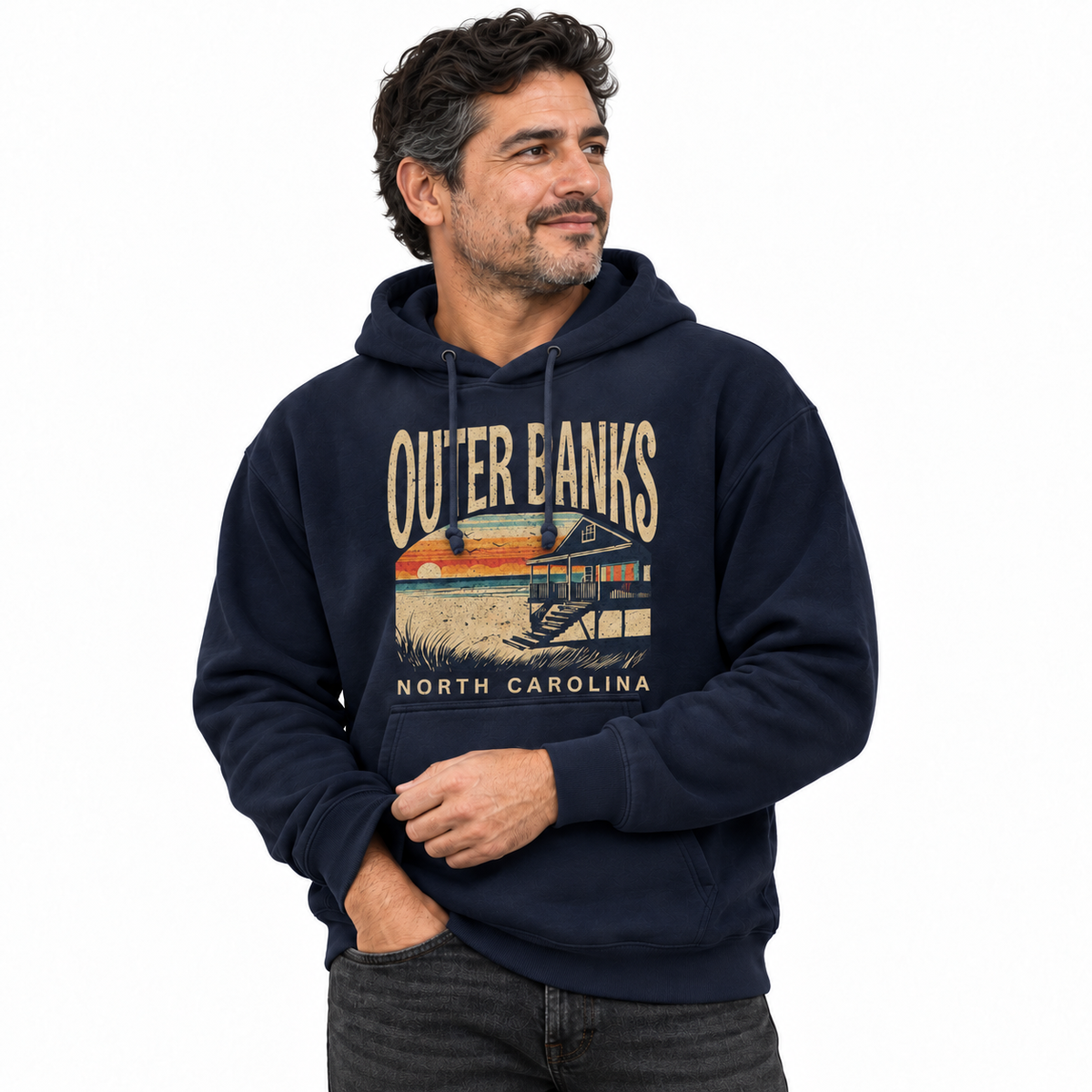 Outer Banks North Carolina Vintage Coastal Beach House Hoodie