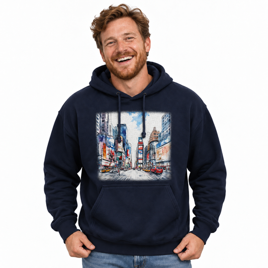 New York City Times Square Watercolor Art Hoodie