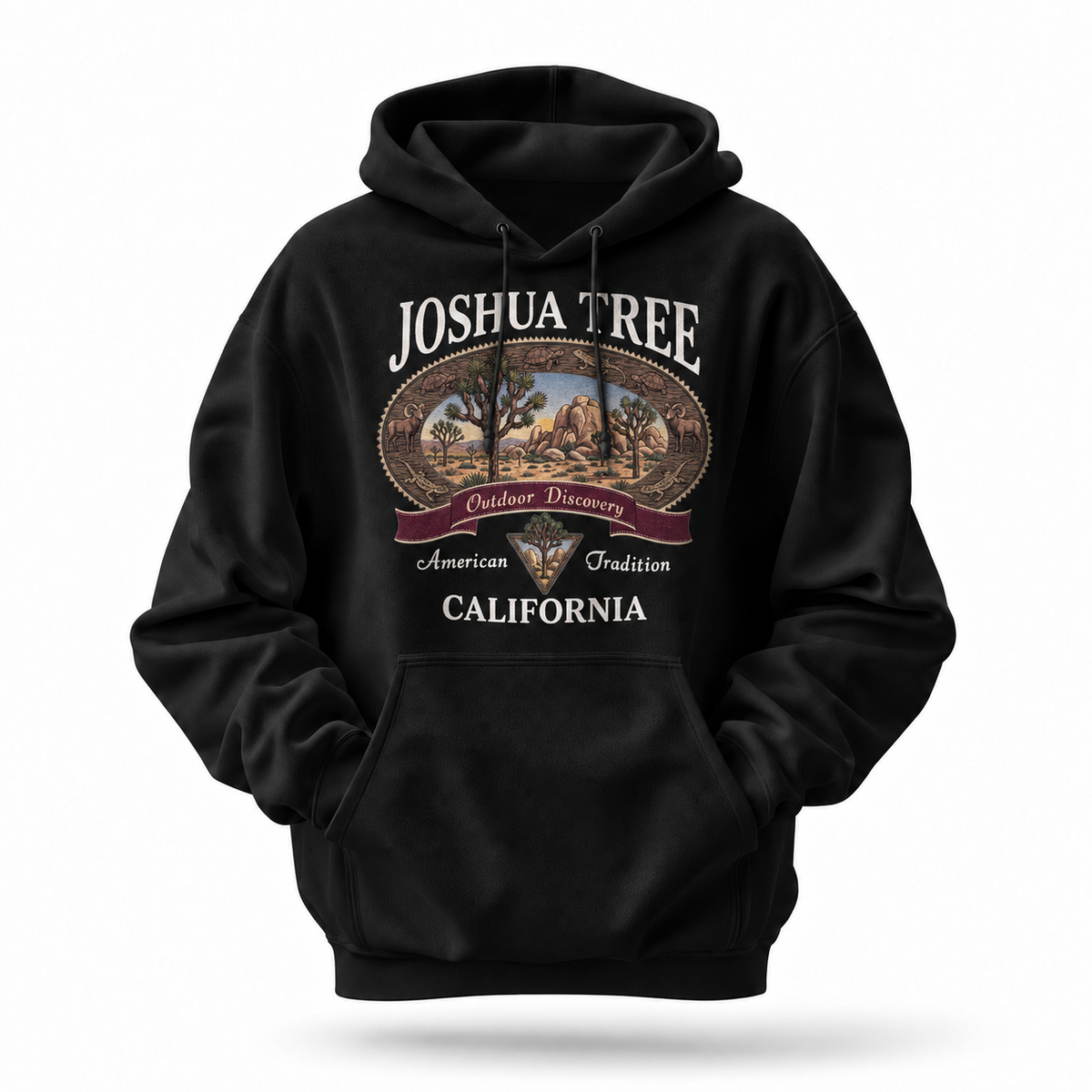 Joshua Tree California Outdoor Discovery Vintage Badge Hoodie