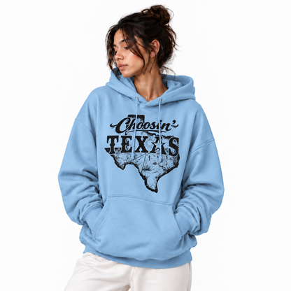 Choosin' Texas Western Desert State Map Vintage Hoodie