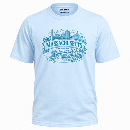 Massachusetts Bay State Boston Skyline Coastal Travel Shirt