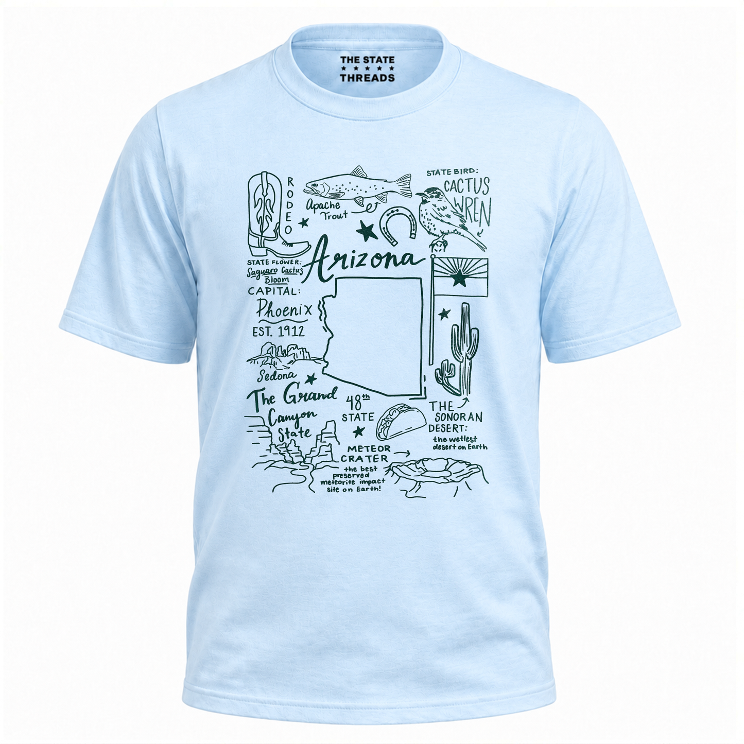 Arizona State Heritage Cactus Wren Icon Collage Shirt
