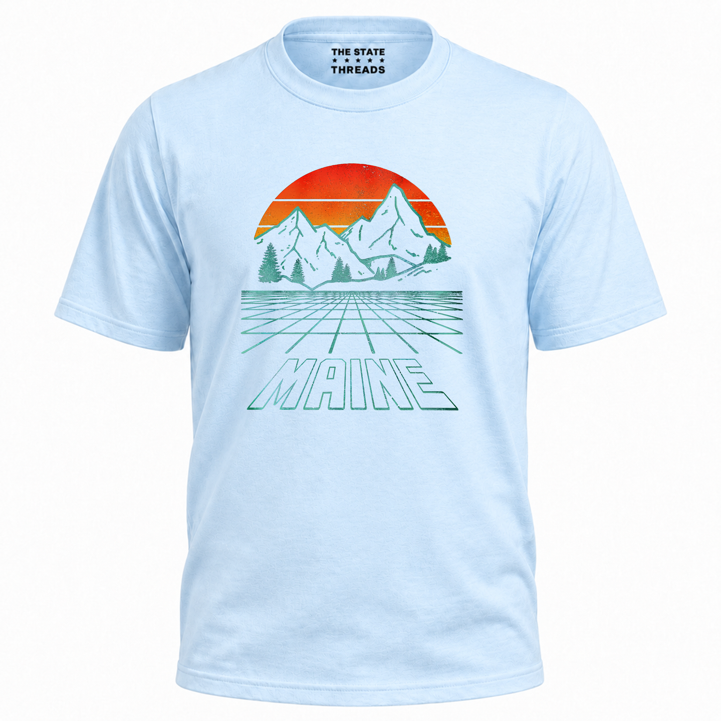 Maine Retro Mountain Sunset Grid Landscape Shirt