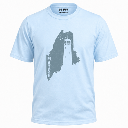 Maine Vintage Coastal Lighthouse Distressed Graphic Shirt