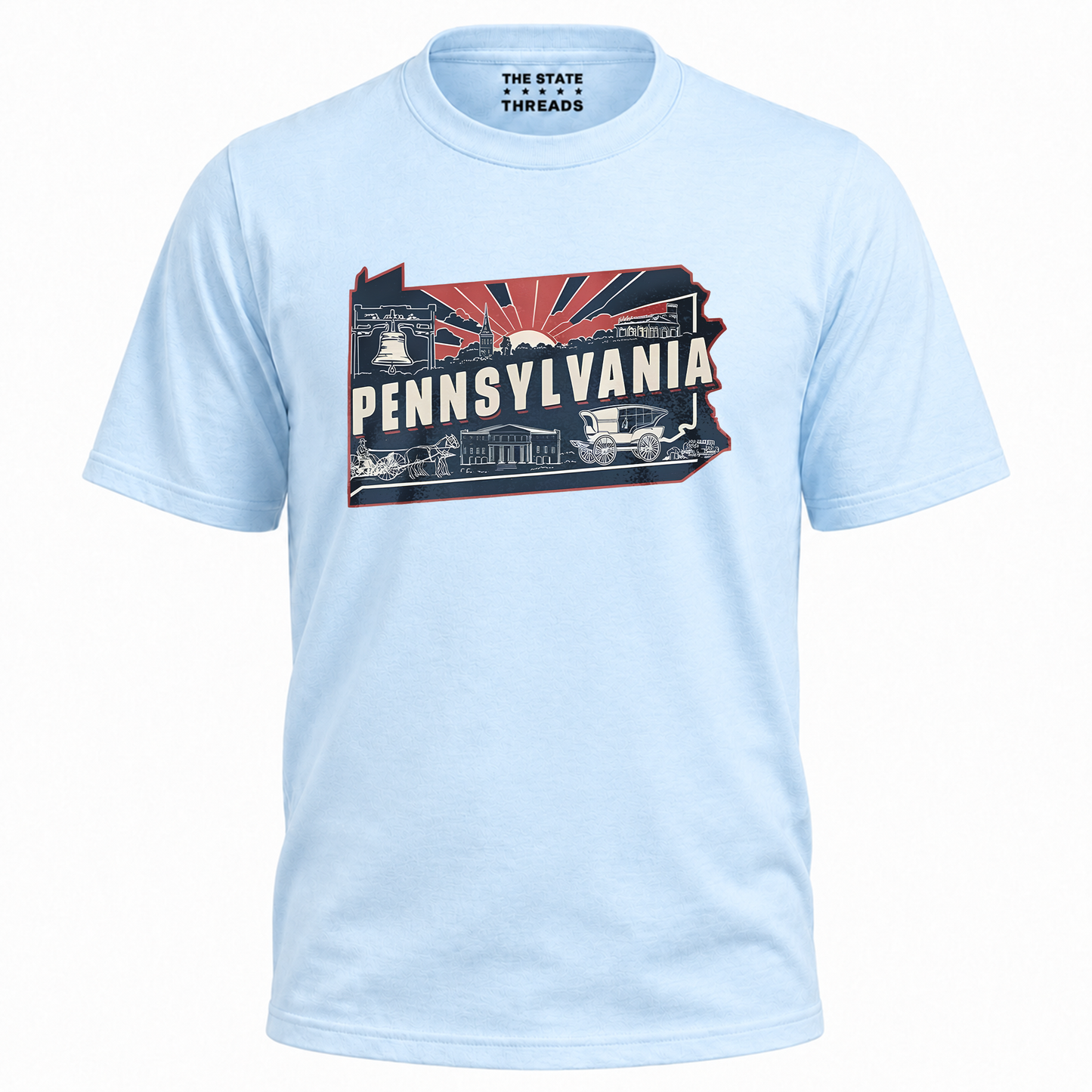 Pennsylvania Retro State Map Landmark Sunset Shirt
