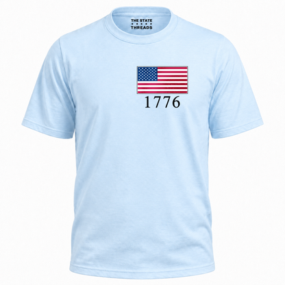 America Embroidered USA Flag 1776 Patriotic Shirt