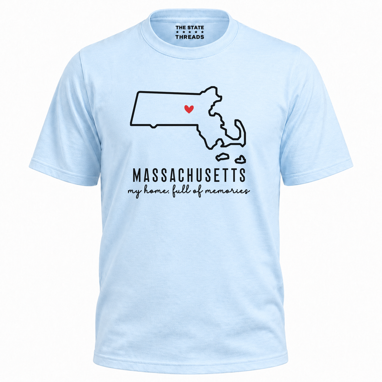 Massachusetts State Map Home Heart Outline Pride Shirt