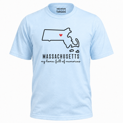Massachusetts State Map Home Heart Outline Pride Shirt