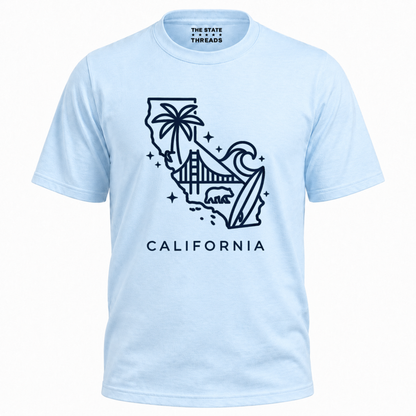 California State Map Minimalist Line Art Beach Shirt