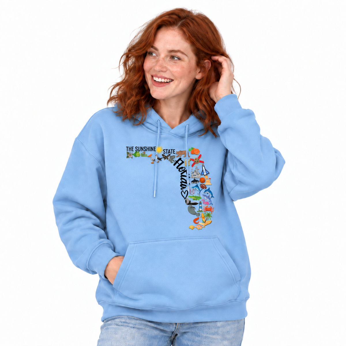 Florida Sunshine State Map Icons Collage Hoodie