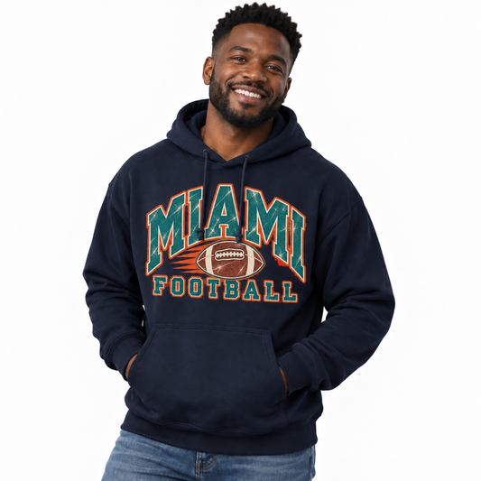 Miami Florida Football Retro Varsity Game Day Hoodie