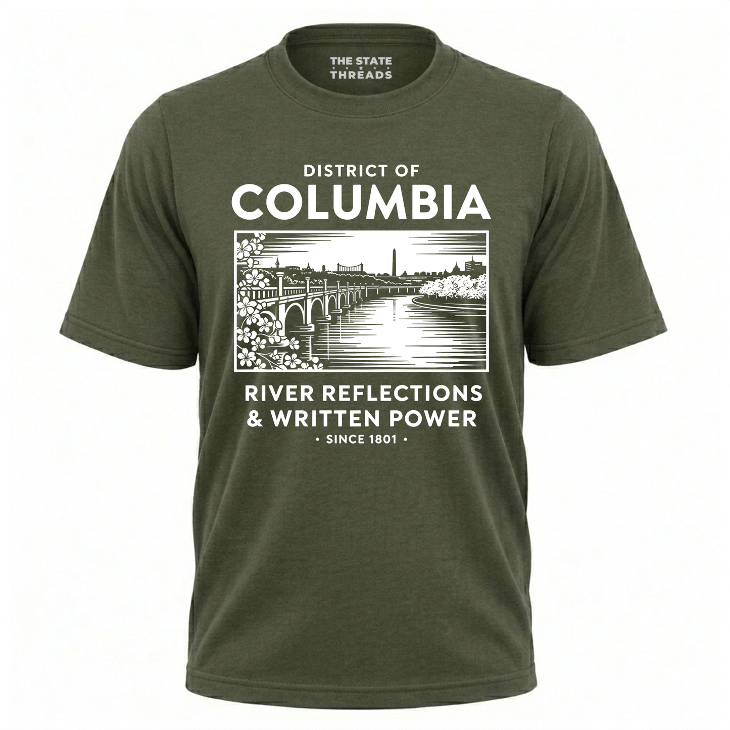 District of Columbia River Reflections Potomac Bridge Vintage Shirt