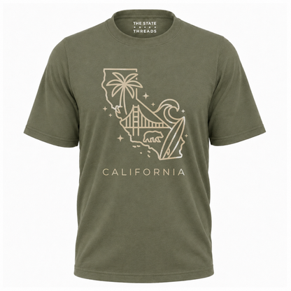 California State Map Minimalist Line Art Beach Shirt