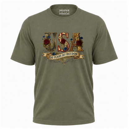 America 250 Years Freedom Vintage Floral Shirt