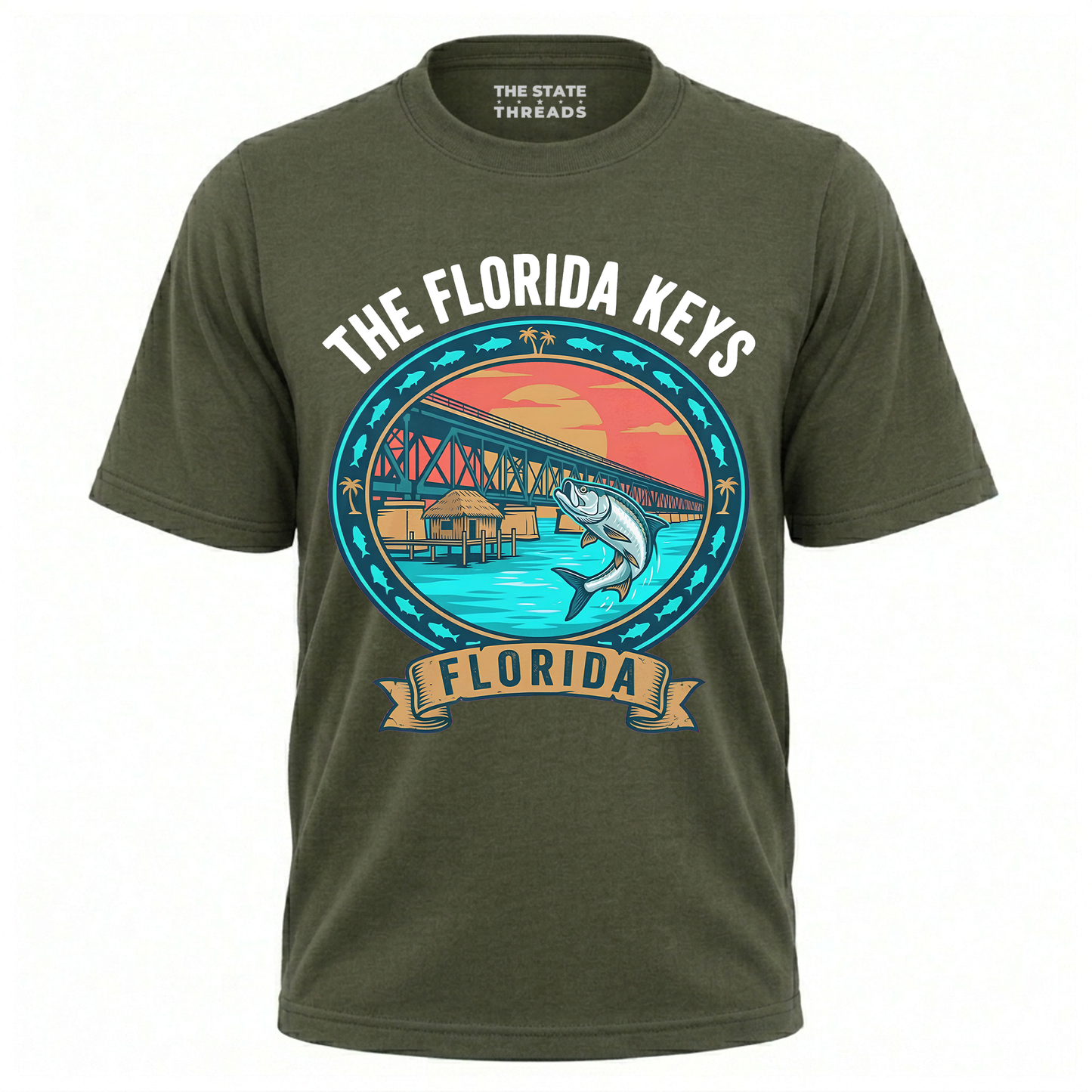 The Florida Keys Tarpon Bridge Vintage Fishing Shirt