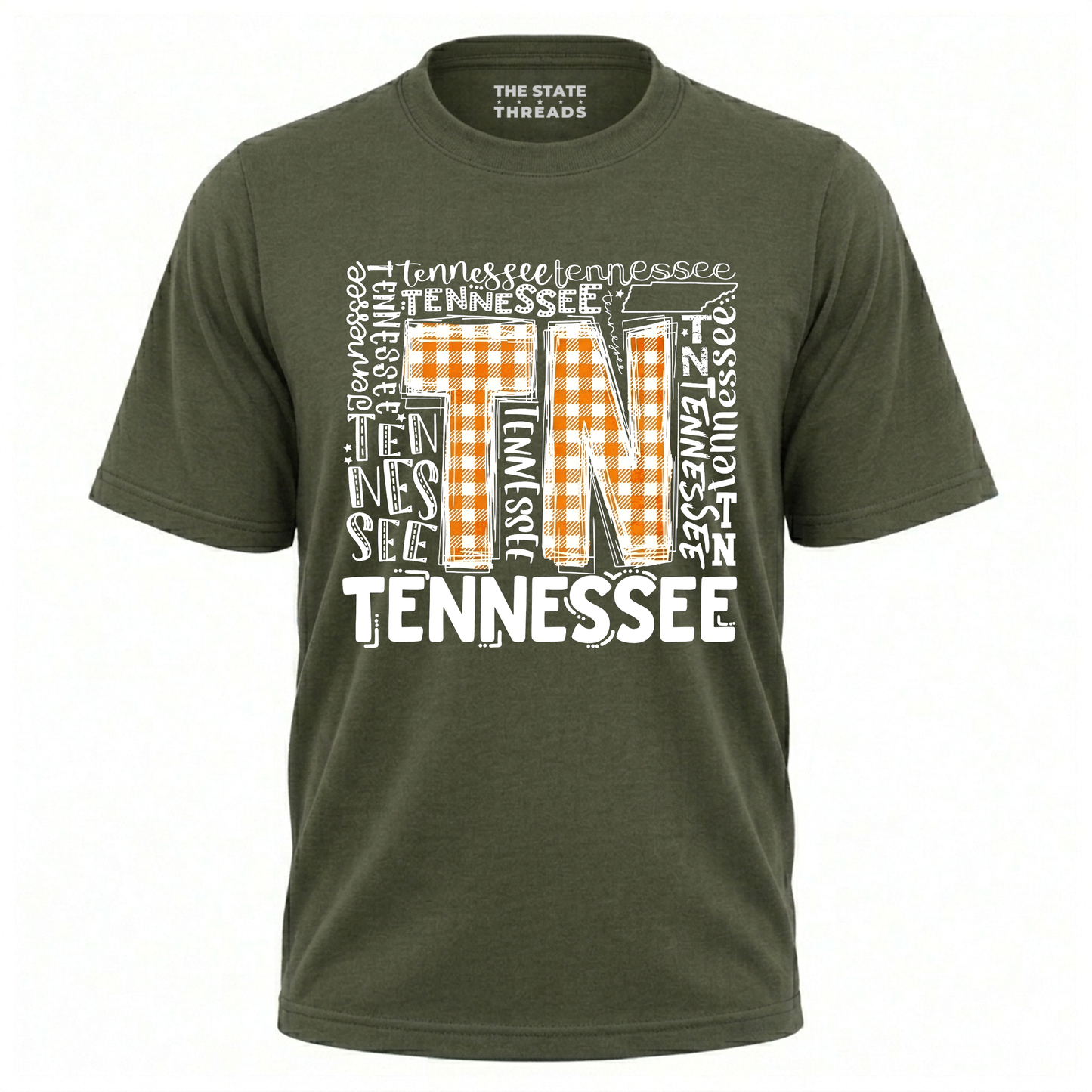 Tennessee Orange Checkerboard TN Typography Shirt