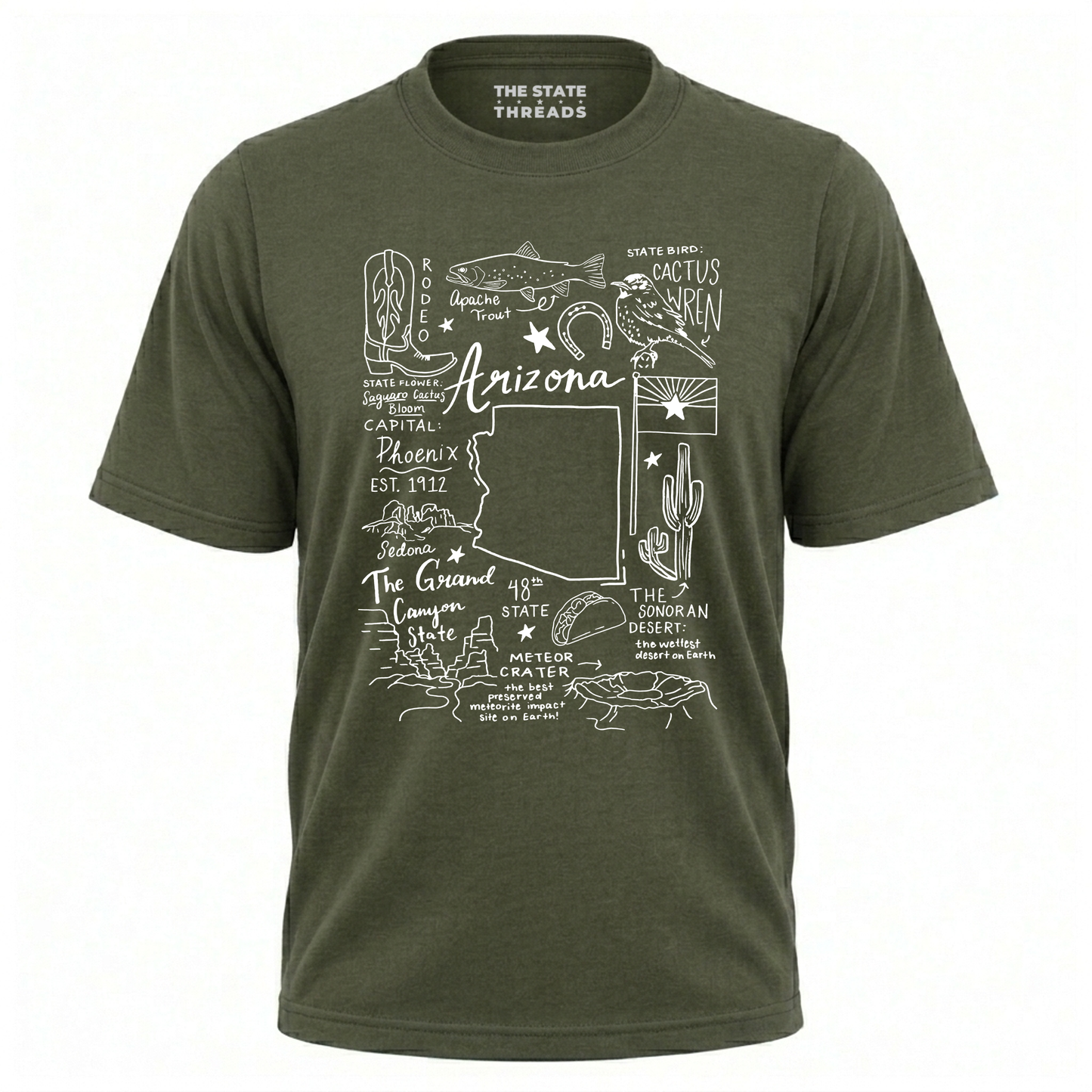Arizona State Heritage Cactus Wren Icon Collage Shirt