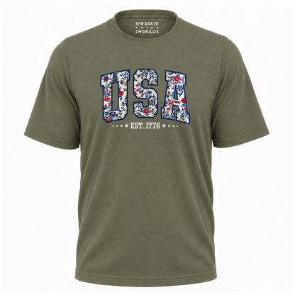 America Floral USA Est 1776 Patriotic Shirt