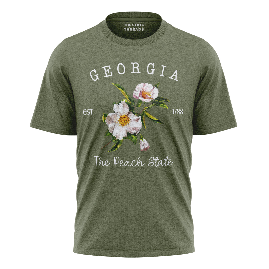 Georgia Cherokee Rose Peach State Botanical Vintage Shirt