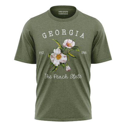 Georgia Cherokee Rose Peach State Botanical Vintage Shirt