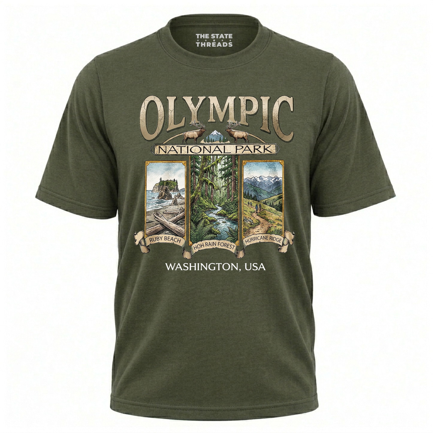 Washington Olympic National Park Retro Wildlife Shirt