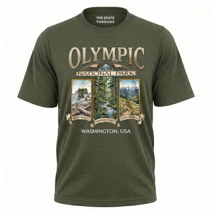 Washington Olympic National Park Retro Wildlife Shirt