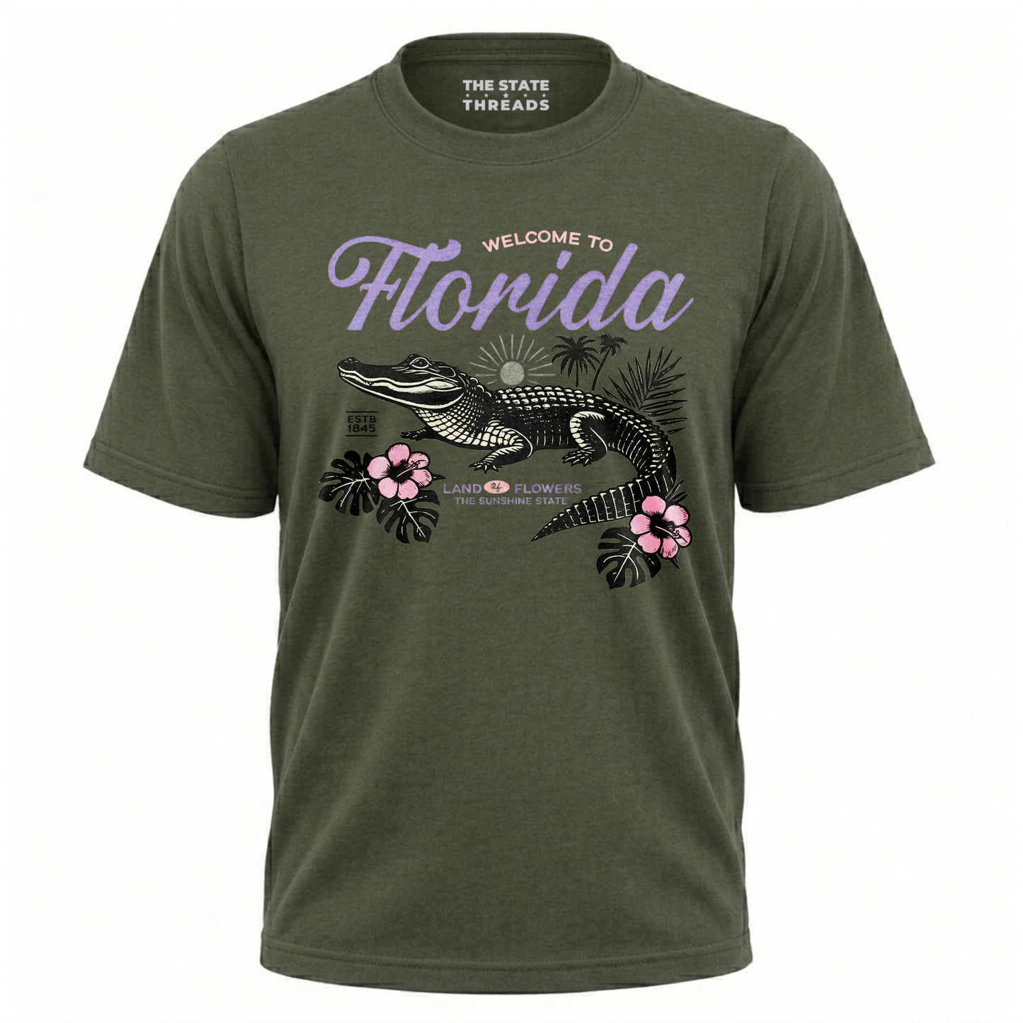 Welcome to Florida Alligator Retro Floral Summer Shirt