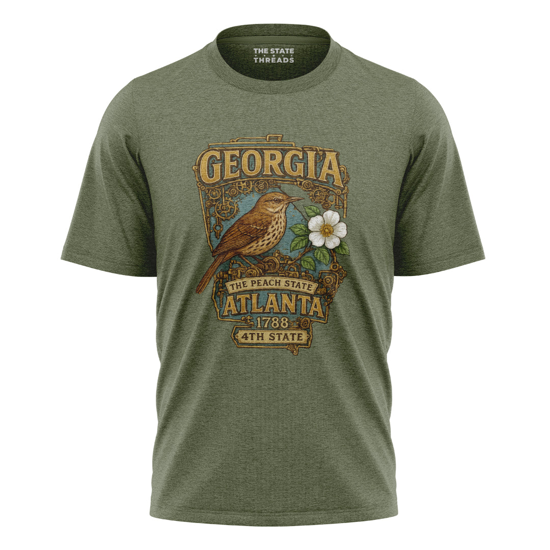 Georgia Steampunk State Bird Flower Peach State Shirt