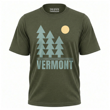 Vermont Minimalist Pine Trees Sun Nature Graphic Shirt