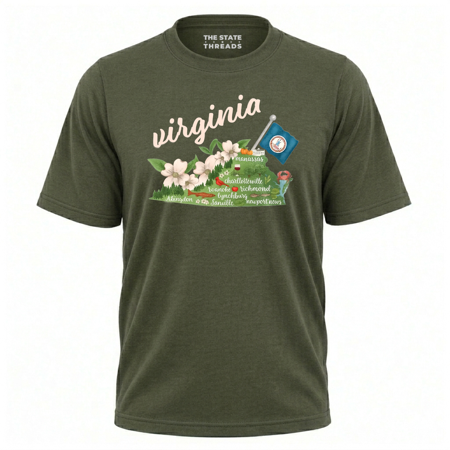 Virginia State Pride Floral Map Shirt