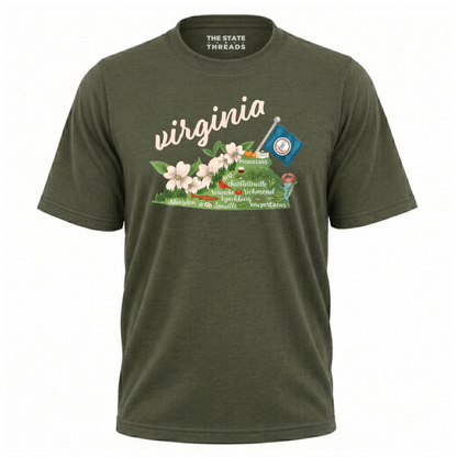 Virginia State Pride Floral Map Shirt